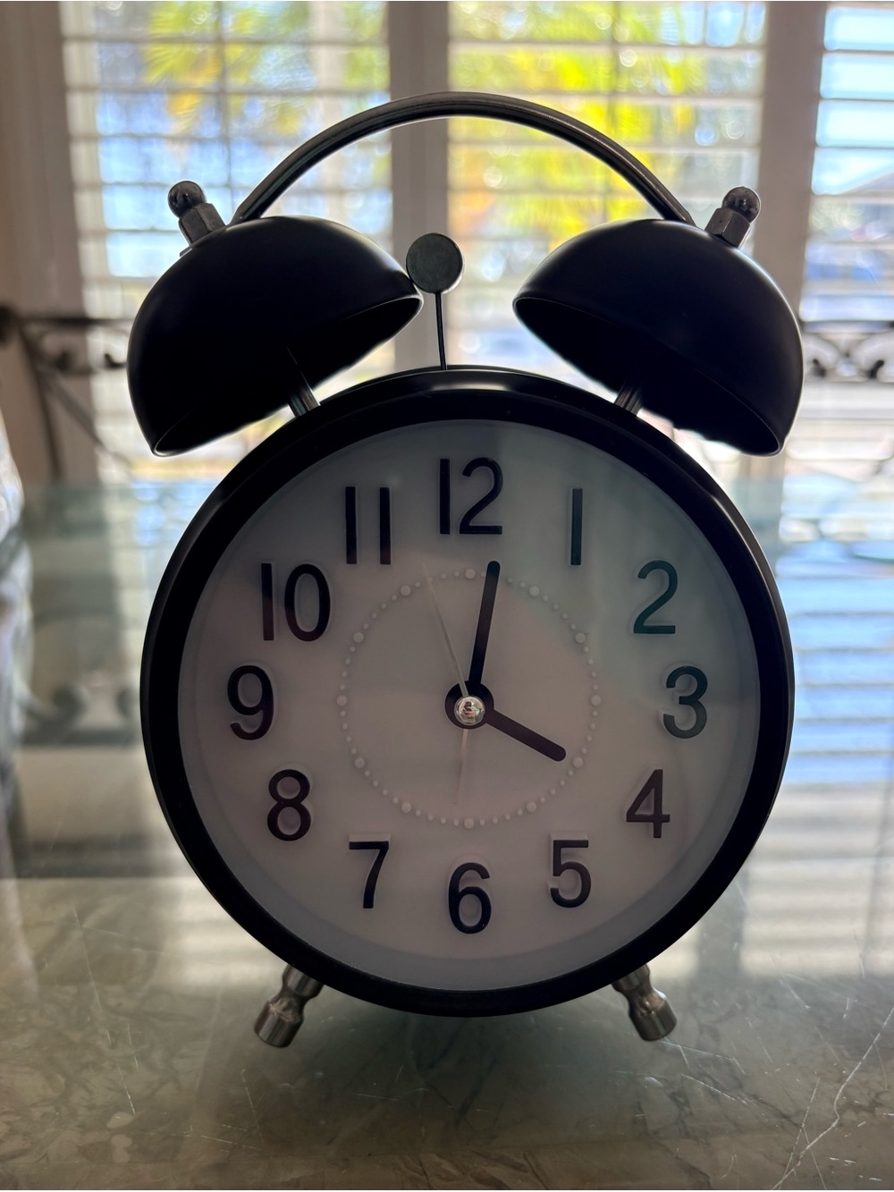 Crosley Black Twin Bell Alarm Clock with White Face
